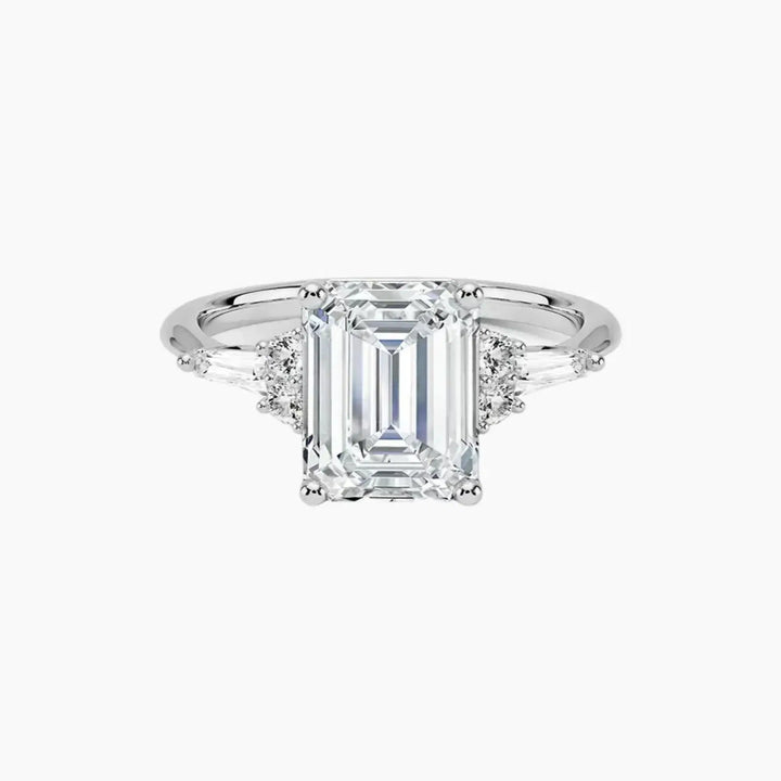 Jovana Emerald Designer 3 Carat Lab Grown Diamond Engagement Ring in 18K White Gold