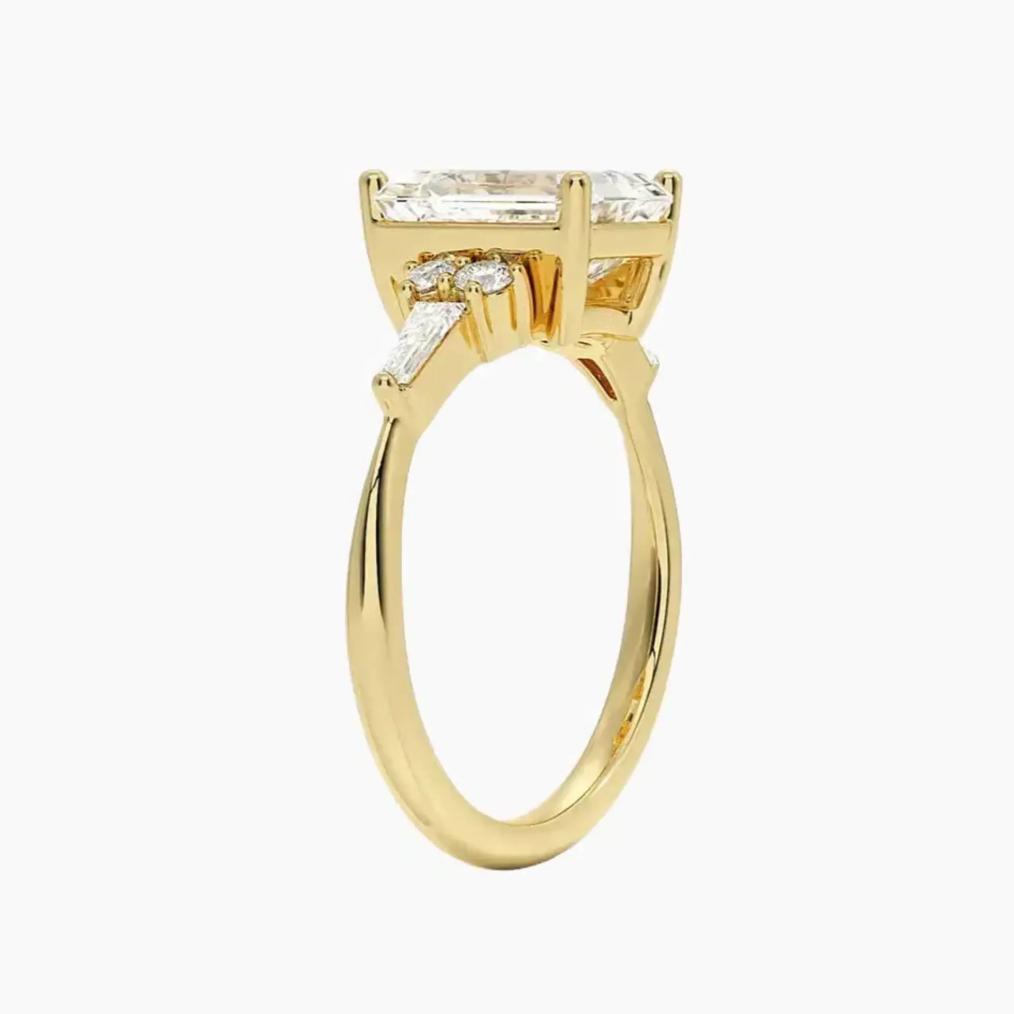 Jovana Emerald Designer 3 Carat Lab Grown Diamond Engagement Ring in 18K Yellow Gold