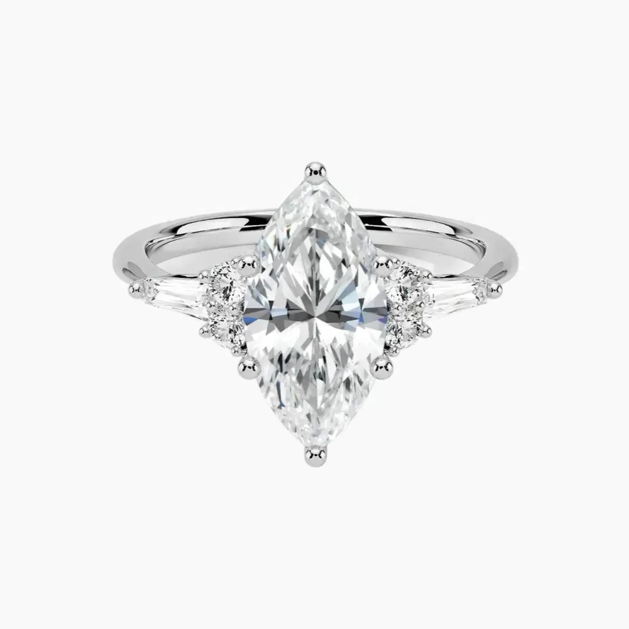 Jovana Marquise Designer 1 Carat Lab Grown Diamond Engagement Ring in 18K Yellow Gold