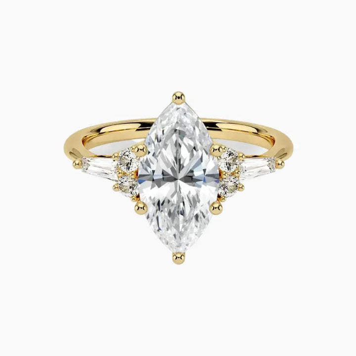 Jovana Marquise Designer 1.5 Carat Lab Grown Diamond Engagement Ring in 18K Yellow Gold
