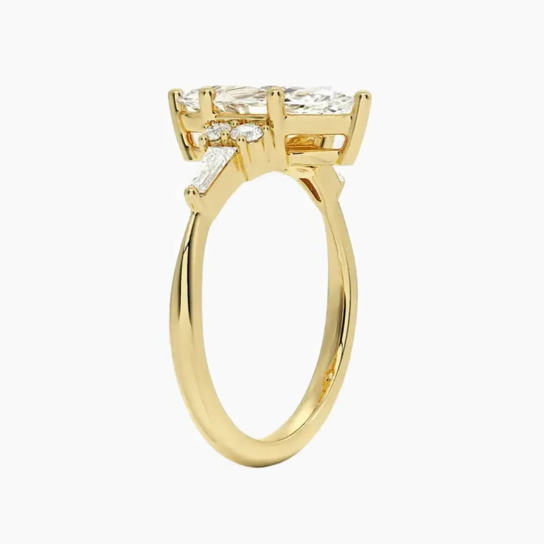 Jovana Marquise Designer 3 Carat Lab Grown Diamond Engagement Ring in 14K Yellow Gold