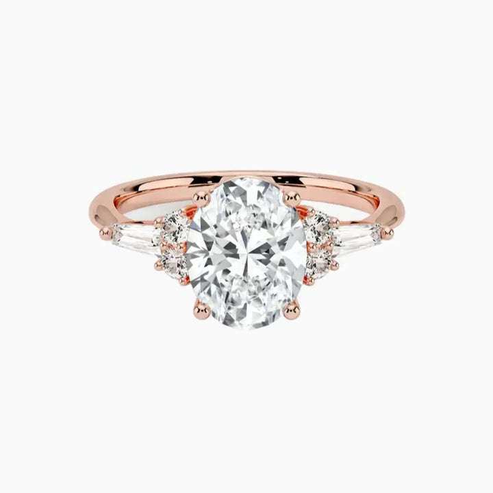 Jovana Oval Designer 1.5 Carat Lab Grown Diamond Engagement Ring in 18K Rose Gold