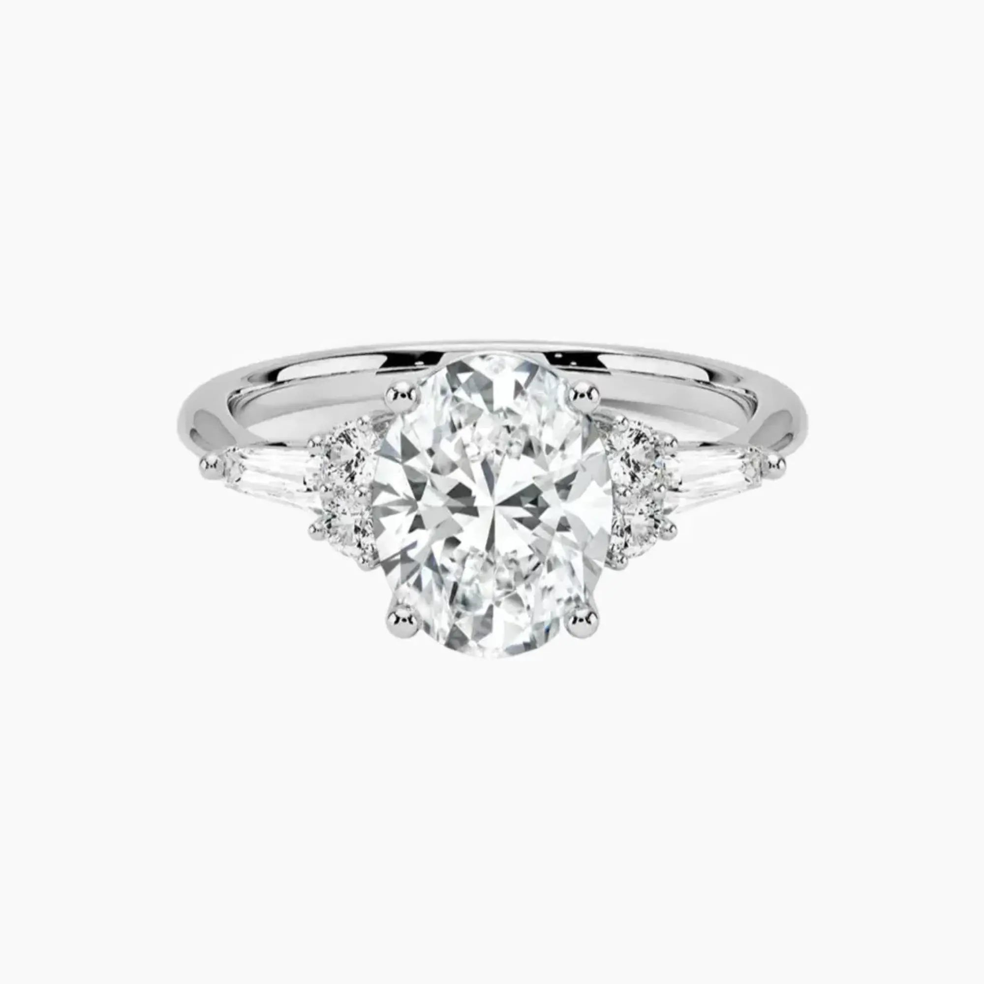 Jovana Oval Designer 3 Carat Lab Grown Diamond Engagement Ring in 14K White Gold