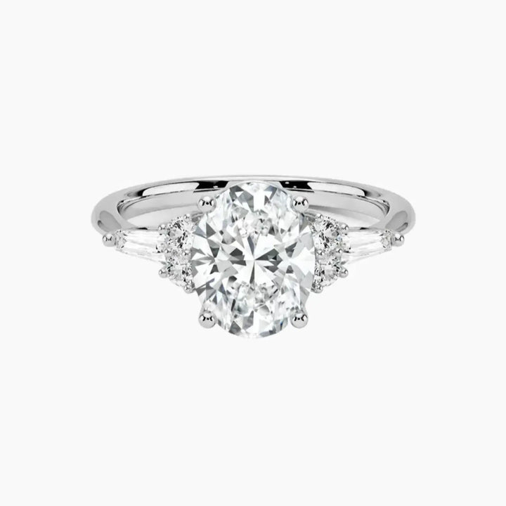 Jovana Oval Designer 2 Carat Lab Grown Diamond Engagement Ring in 14K White Gold