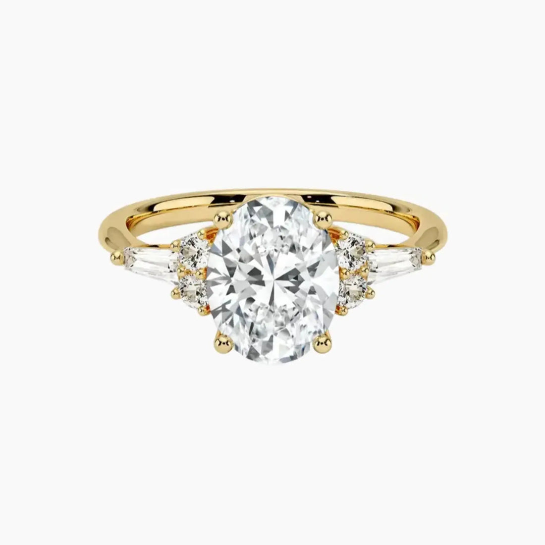 Jovana Oval Designer 2 Carat Lab Grown Diamond Engagement Ring in 18K Yellow Gold
