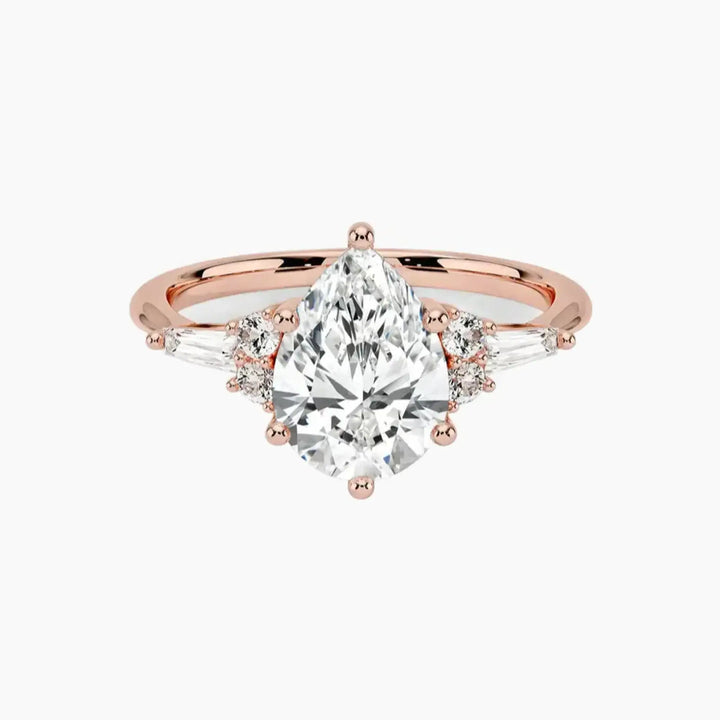 Jovana Pear Designer 2.5 Carat Lab Grown Diamond Engagement Ring in 18K Rose Gold