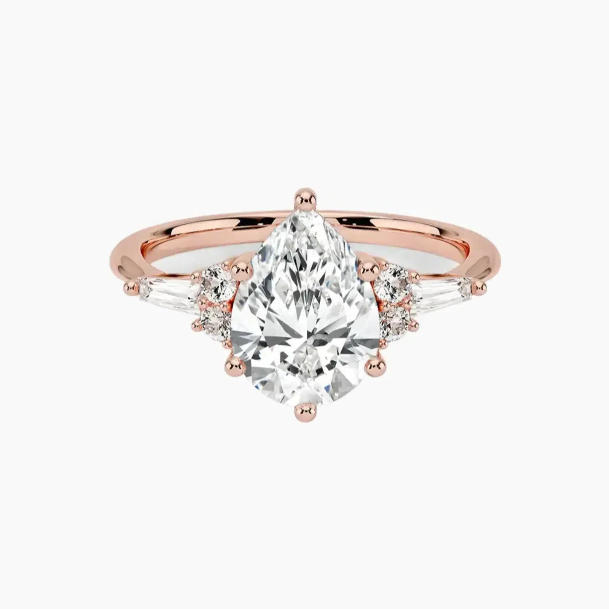 Jovana Pear Designer 2.5 Carat Lab Grown Diamond Engagement Ring in 14K White Gold