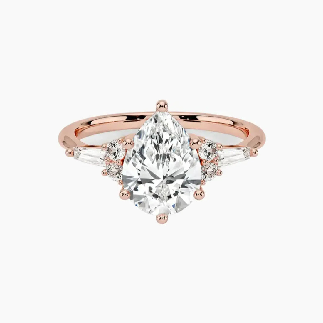 Jovana Pear Designer 2.5 Carat Lab Grown Diamond Engagement Ring in 14K White Gold