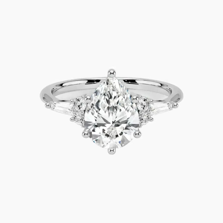 Jovana Pear Designer 3 Carat Lab Grown Diamond Engagement Ring in 18K White Gold