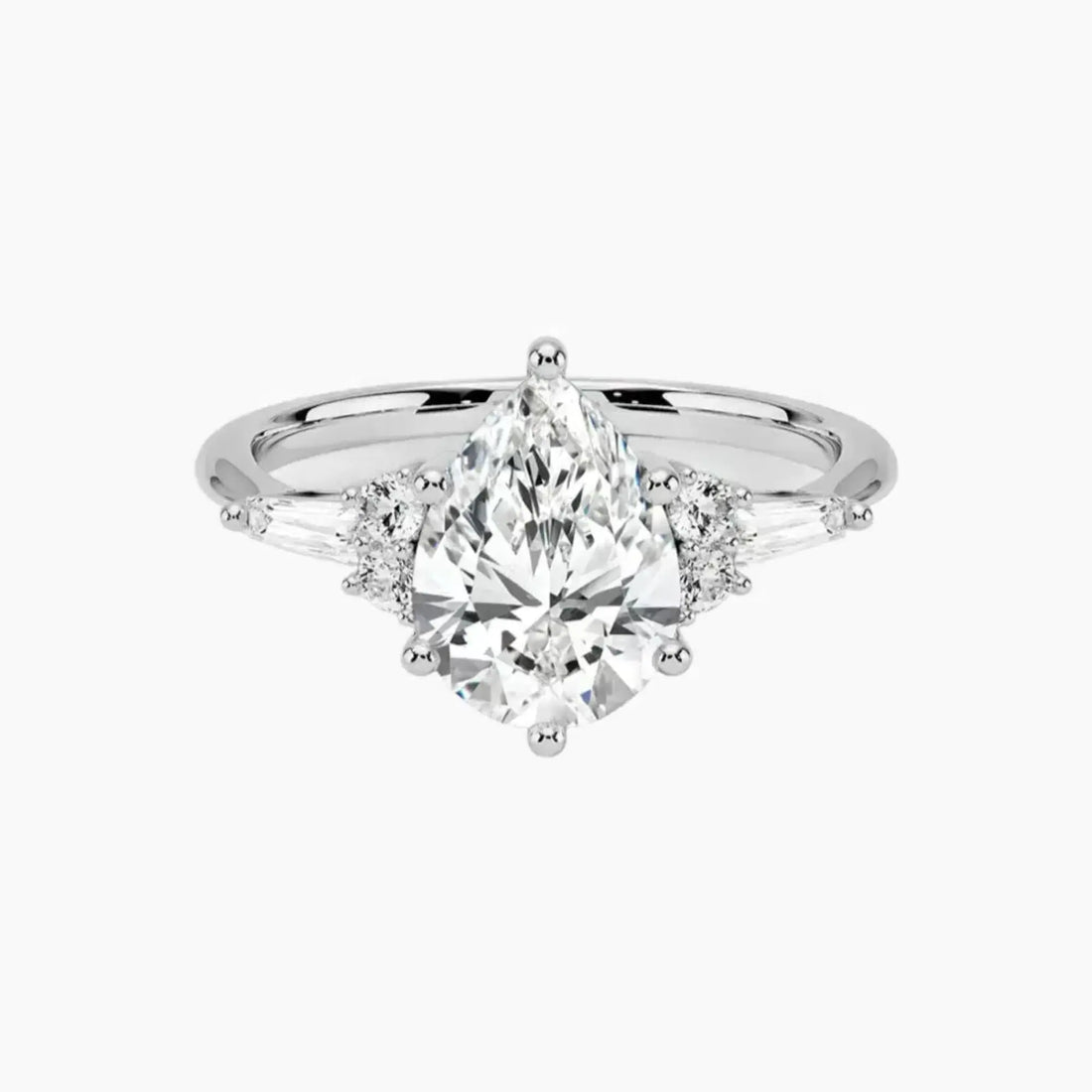 Jovana Pear Designer 3 Carat Lab Grown Diamond Engagement Ring in 14K Rose Gold