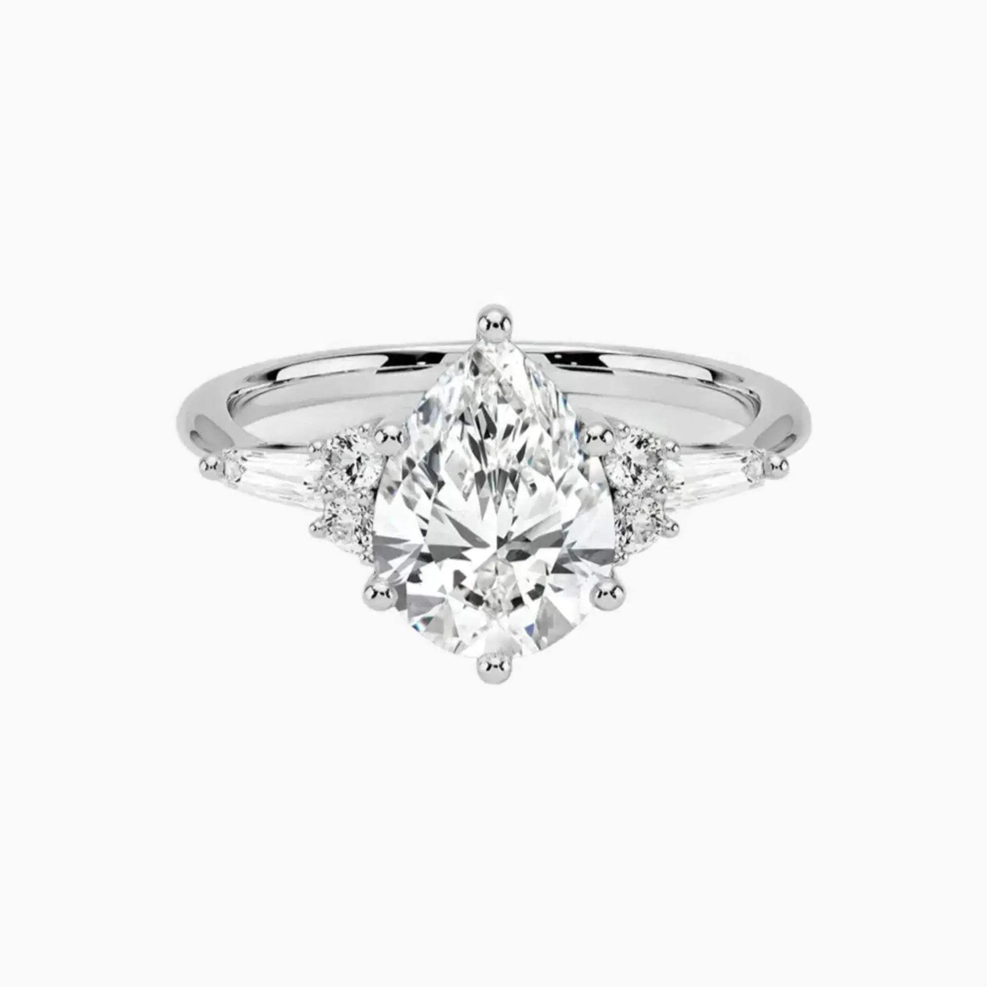 Jovana Pear Designer Diamond Ring Setting in 18K White Gold
