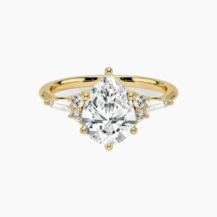 Jovana Pear Designer 1 Carat Lab Grown Diamond Engagement Ring in 18K Yellow Gold