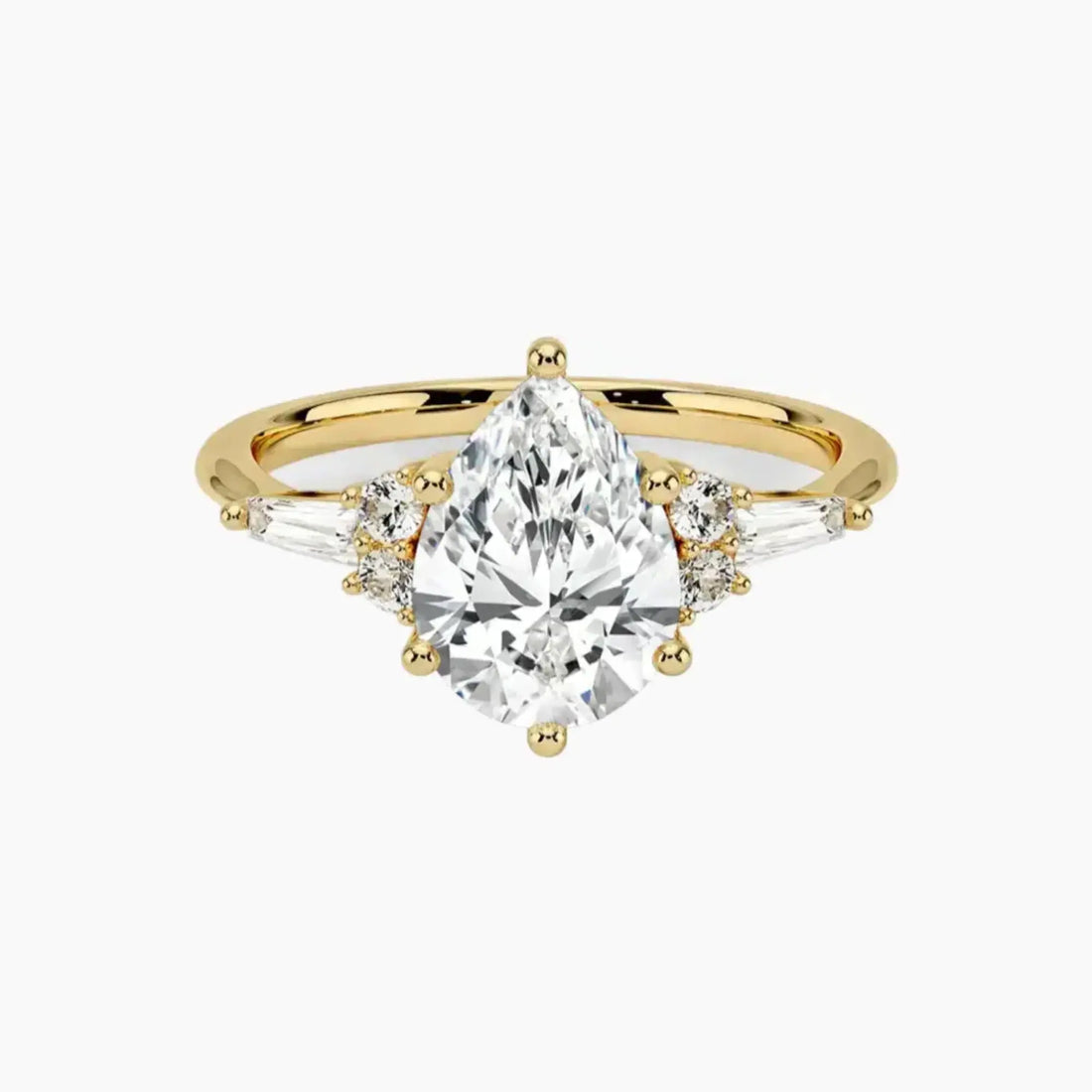 Jovana Pear Designer Diamond Ring Setting in 18K Yellow Gold