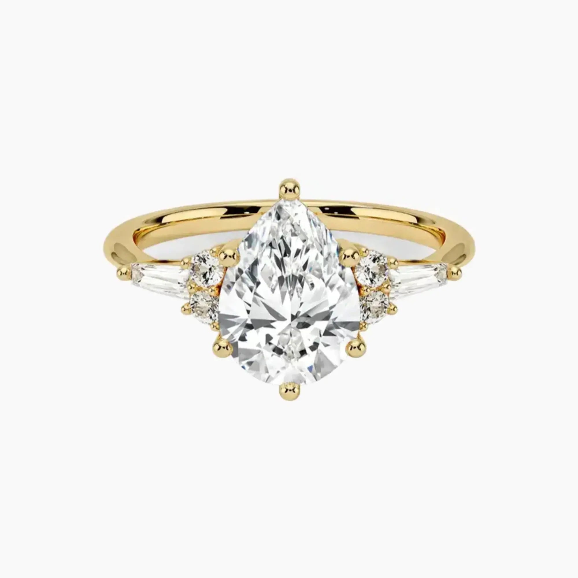 Jovana Pear Designer 2 Carat Lab Grown Diamond Engagement Ring in 14K White Gold