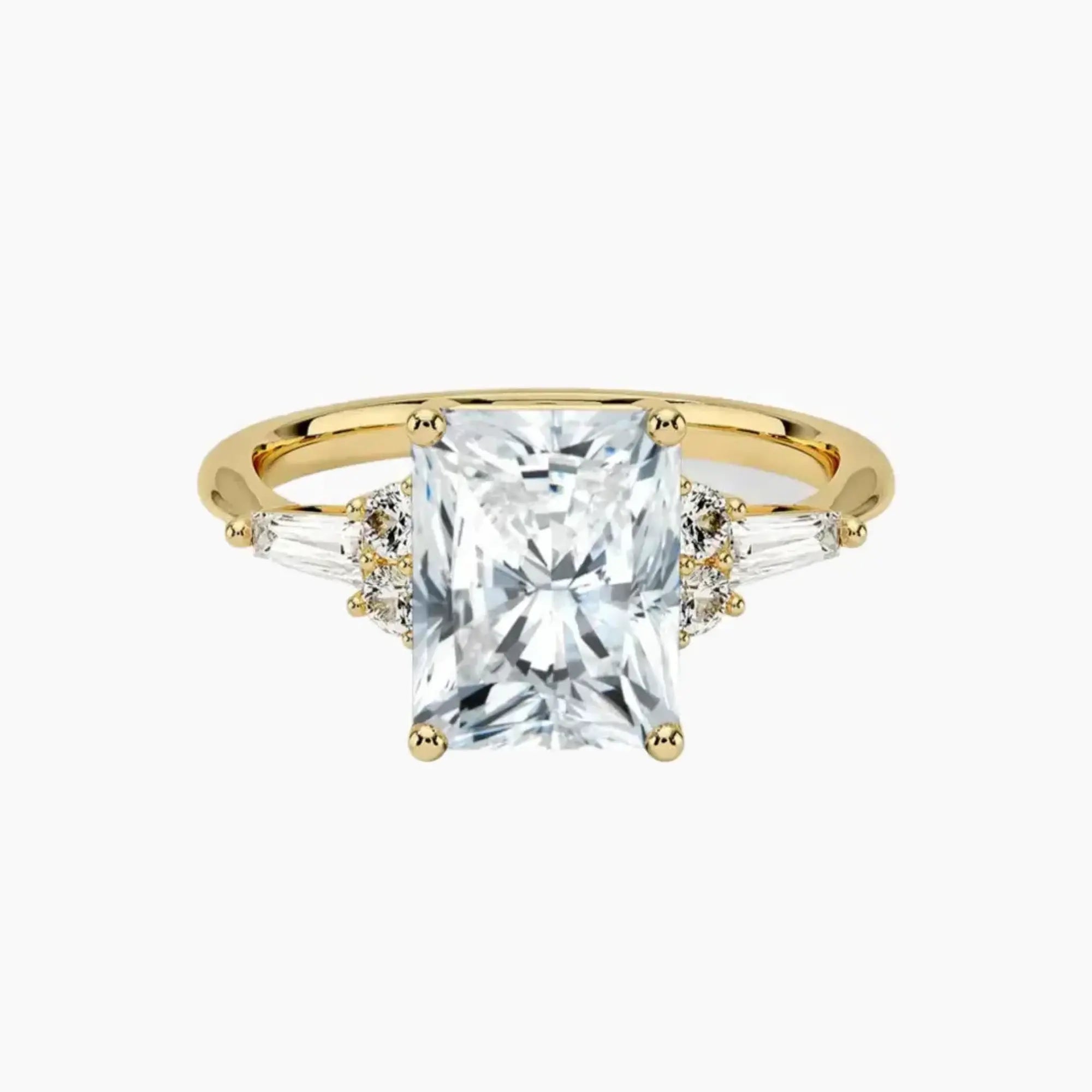 Jovana Radiant Designer 3 Carat Lab Grown Diamond Engagement Ring in 18K Yellow Gold