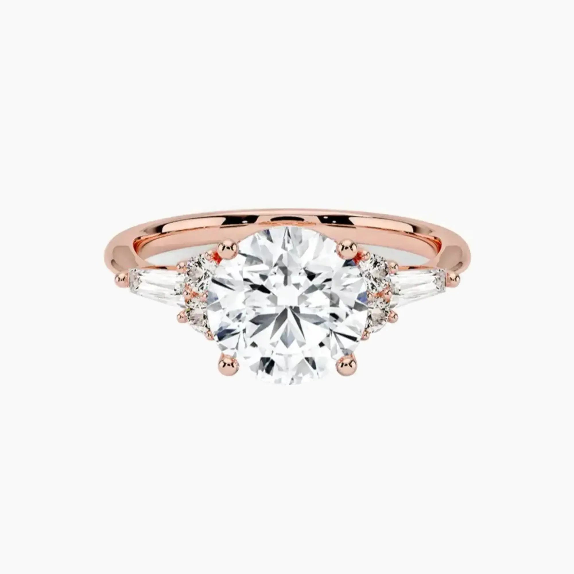 Jovana Round Designer 3 Carat Lab Grown Diamond Engagement Ring in 18K Rose Gold