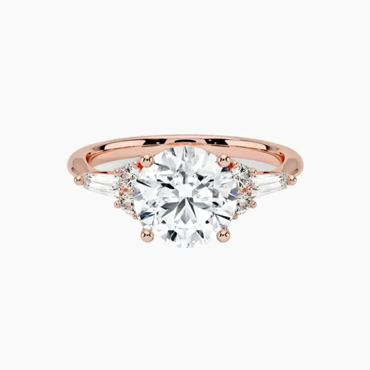 Jovana Round Designer 2.5 Carat Lab Grown Diamond Engagement Ring in 18K Rose Gold