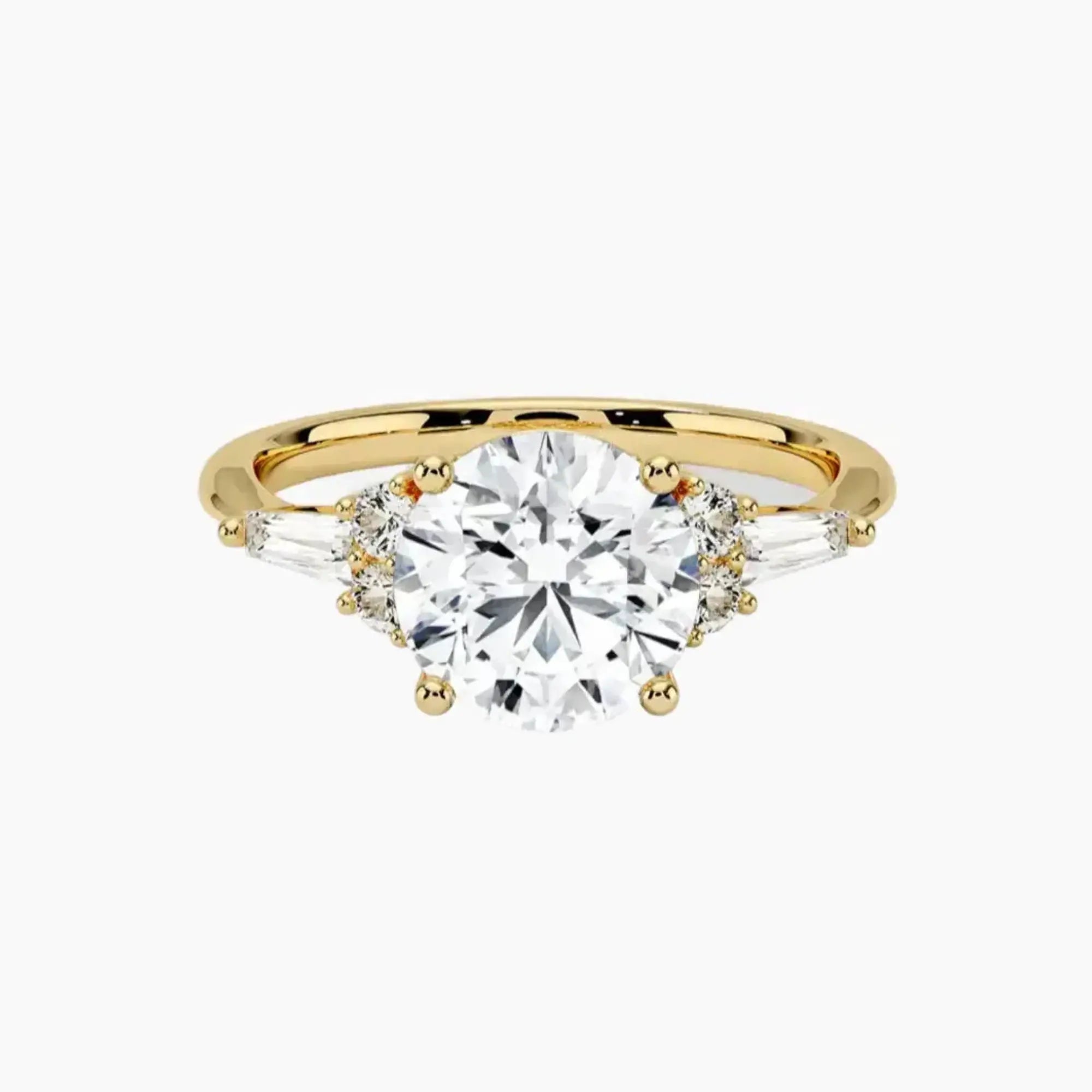 Jovana Round Designer 1 Carat Lab Grown Diamond Engagement Ring in 14K Yellow Gold