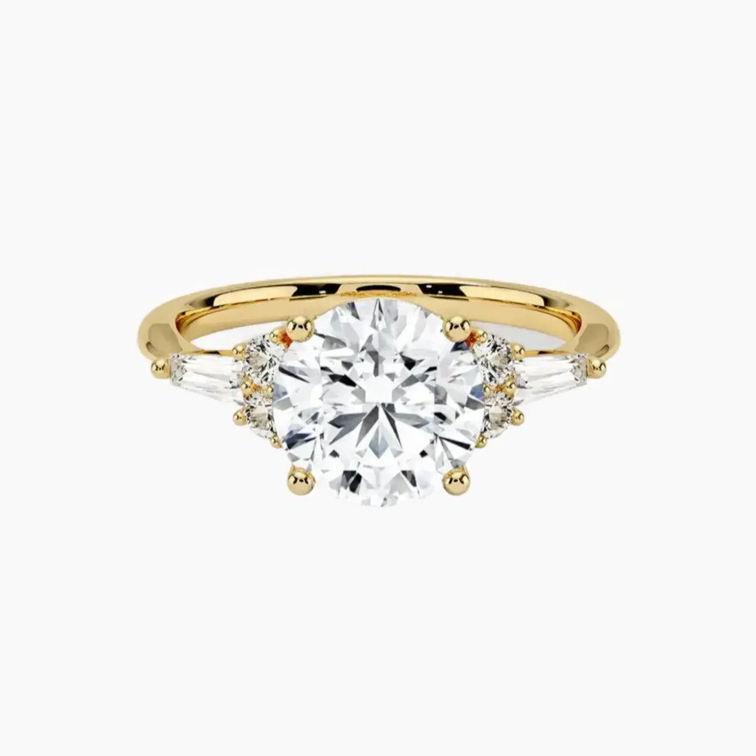 Jovana Round Designer 1 Carat Lab Grown Diamond Engagement Ring in 18K White Gold