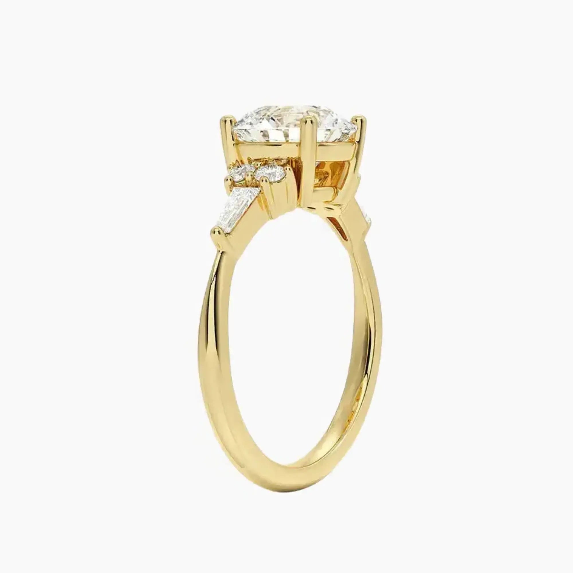 Jovana Round Designer Diamond Ring Setting in 18K Yellow Gold