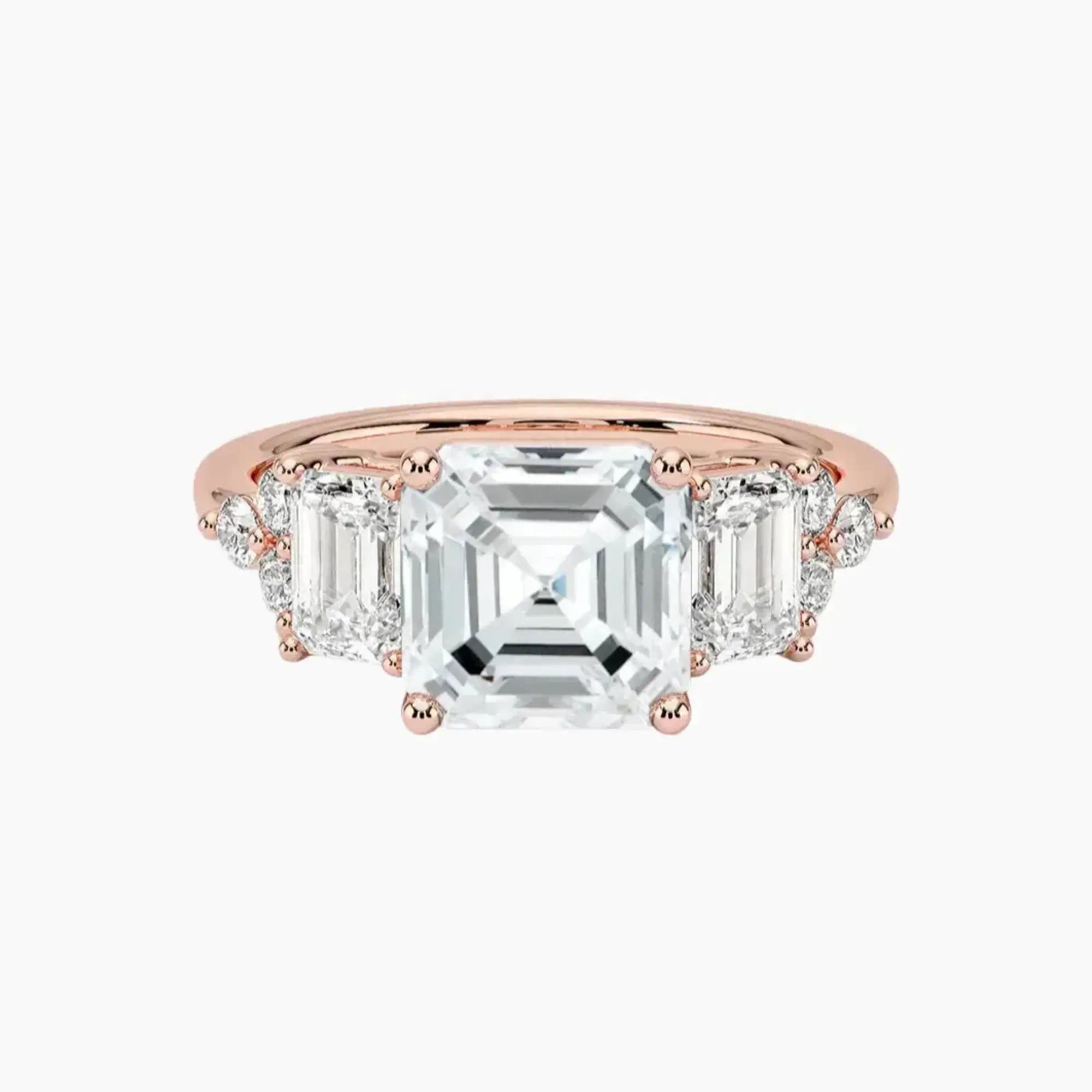 Kaiya Asscher Designer 3 Carat Lab Grown Diamond Engagement Ring in 18K White Gold