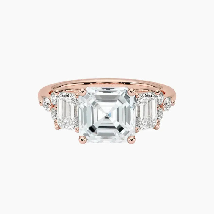 Kaiya Asscher Designer 1 Carat Lab Grown Diamond Engagement Ring in 14K Rose Gold