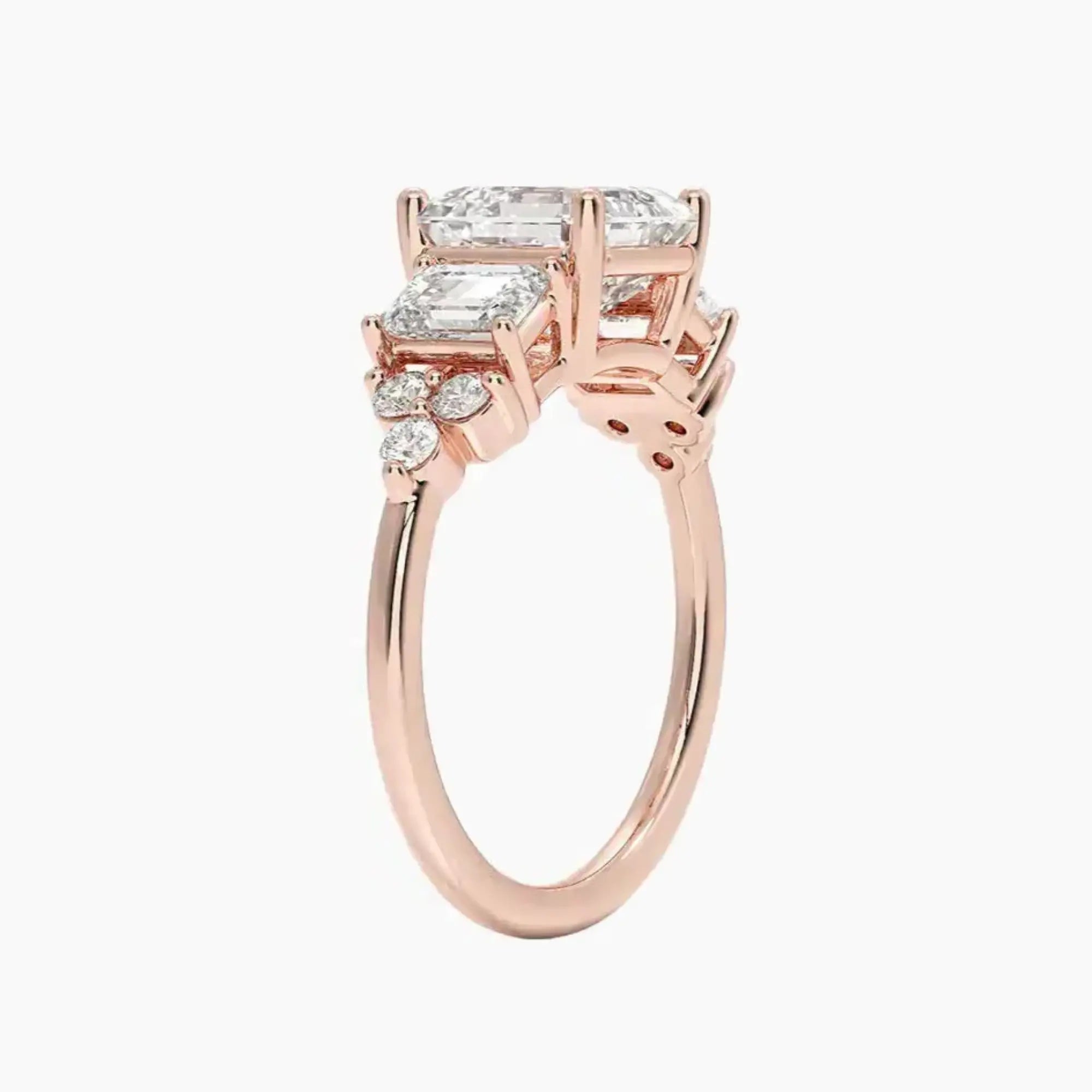 Kaiya Asscher Designer 2 Carat Lab Grown Diamond Engagement Ring in 18K Rose Gold