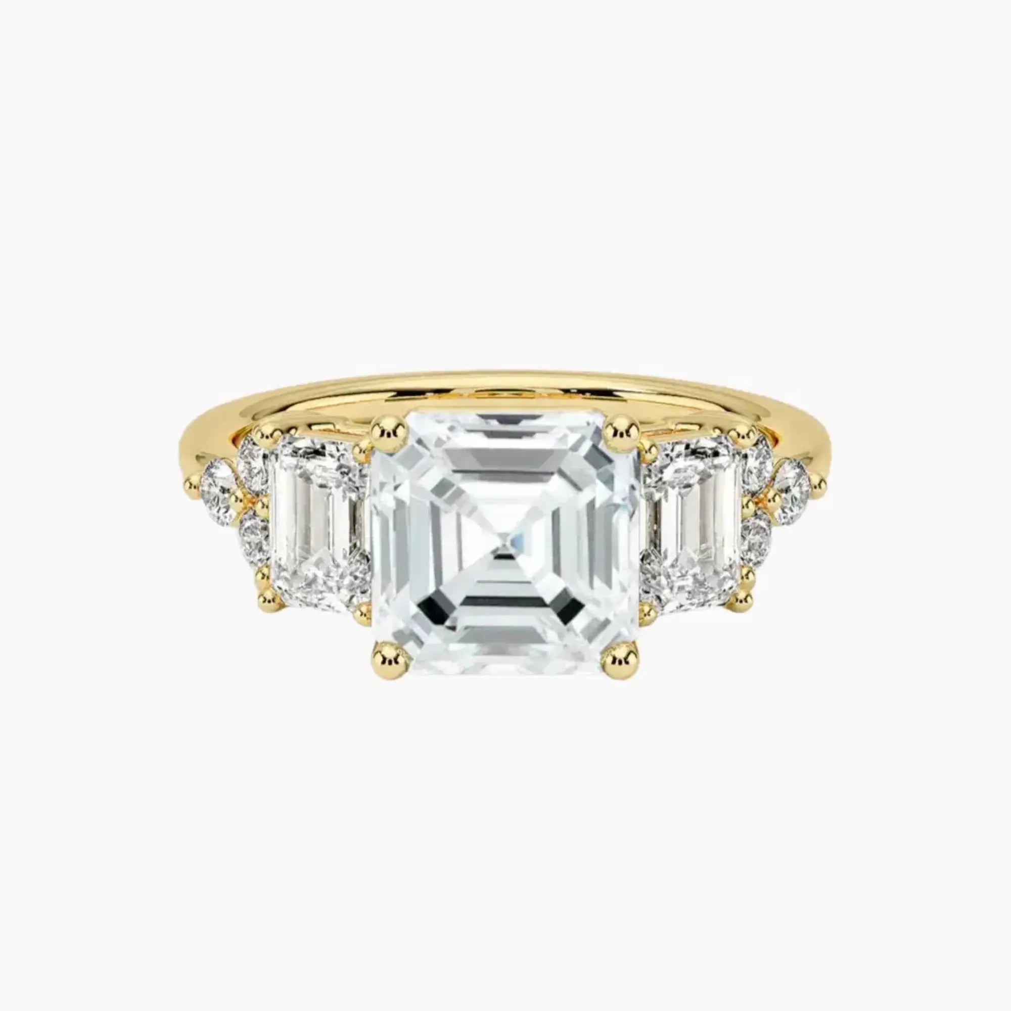 Kaiya Asscher Designer 2 Carat Lab Grown Diamond Engagement Ring in 14K Rose Gold