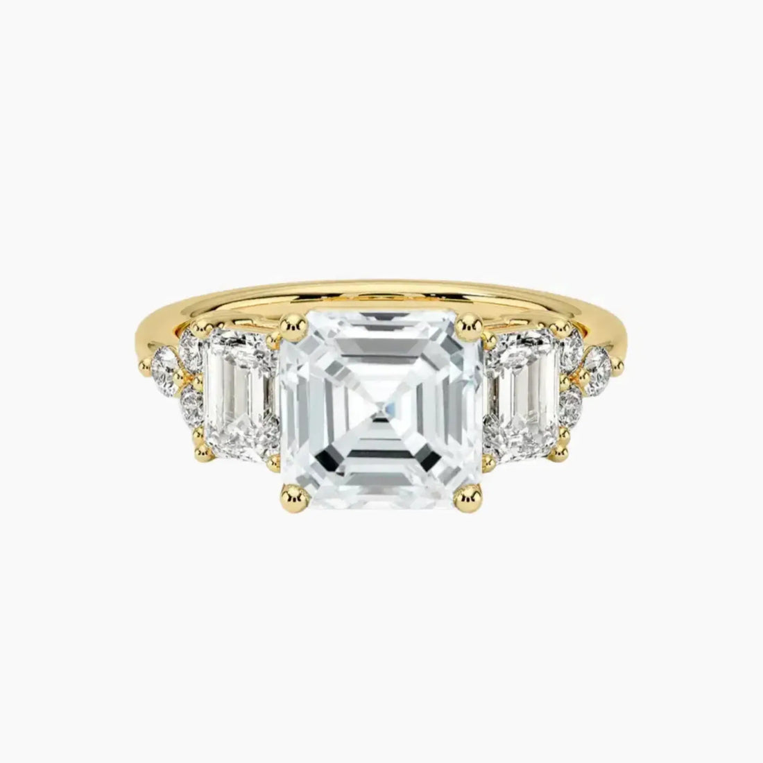 Kaiya Asscher Designer 3 Carat Lab Grown Diamond Engagement Ring in 18K Rose Gold