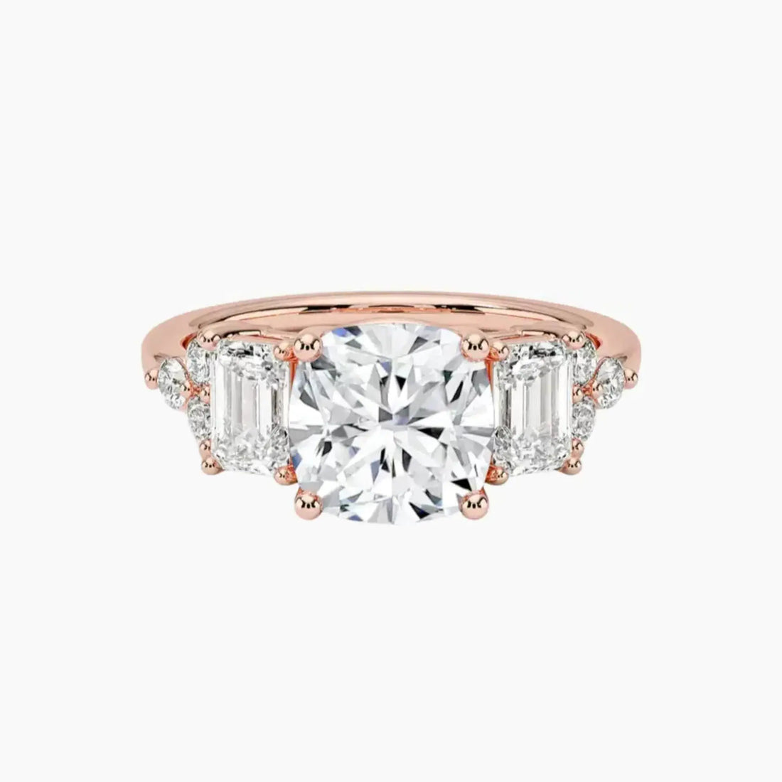 Kaiya Cushion Designer 2 Carat Lab Grown Diamond Engagement Ring in 18K White Gold