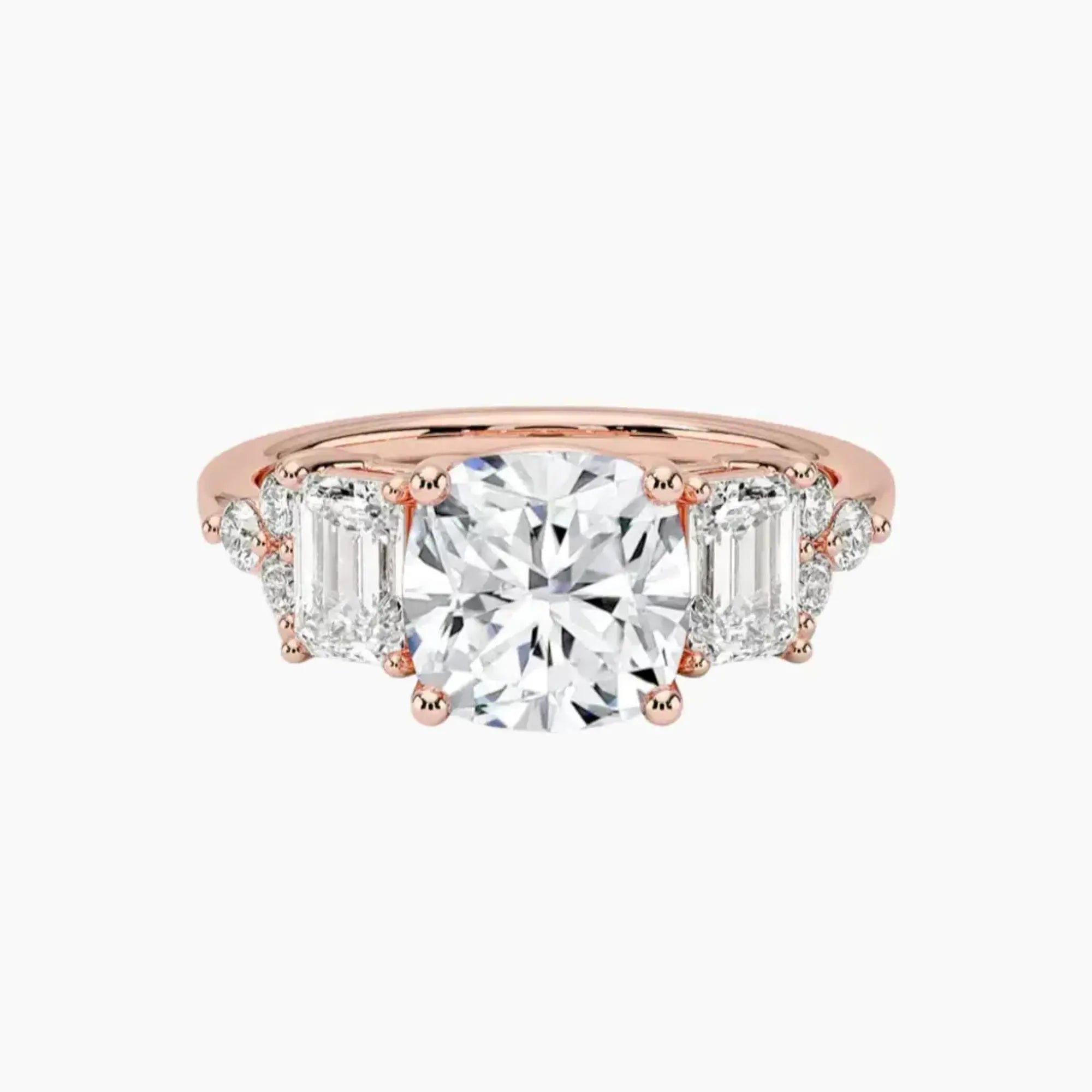 Kaiya Cushion Designer 2.5 Carat Lab Grown Diamond Engagement Ring in 14K White Gold