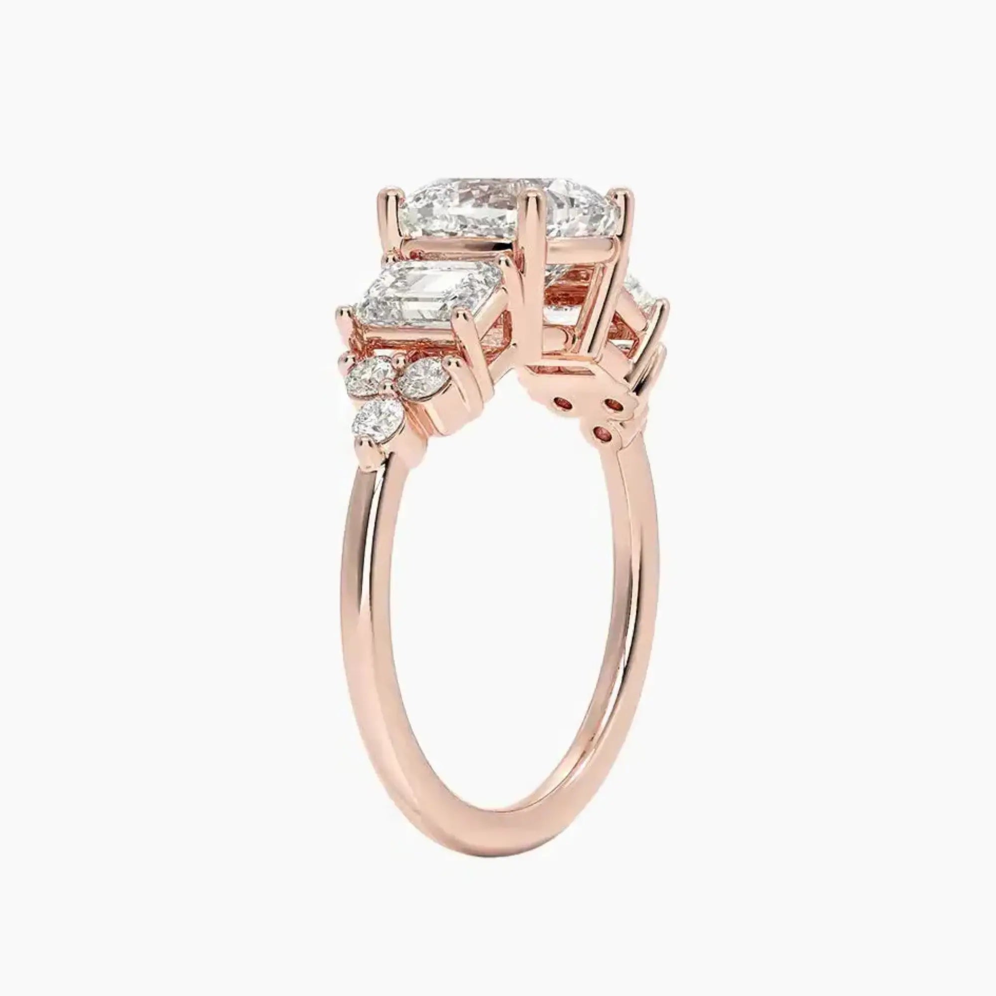 Kaiya Cushion Designer 2.5 Carat Lab Grown Diamond Engagement Ring in 18K White Gold