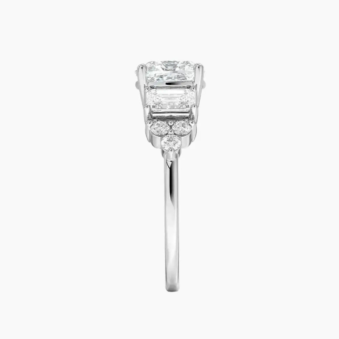 Kaiya Cushion Designer 3 Carat Lab Grown Diamond Engagement Ring in 18K White Gold