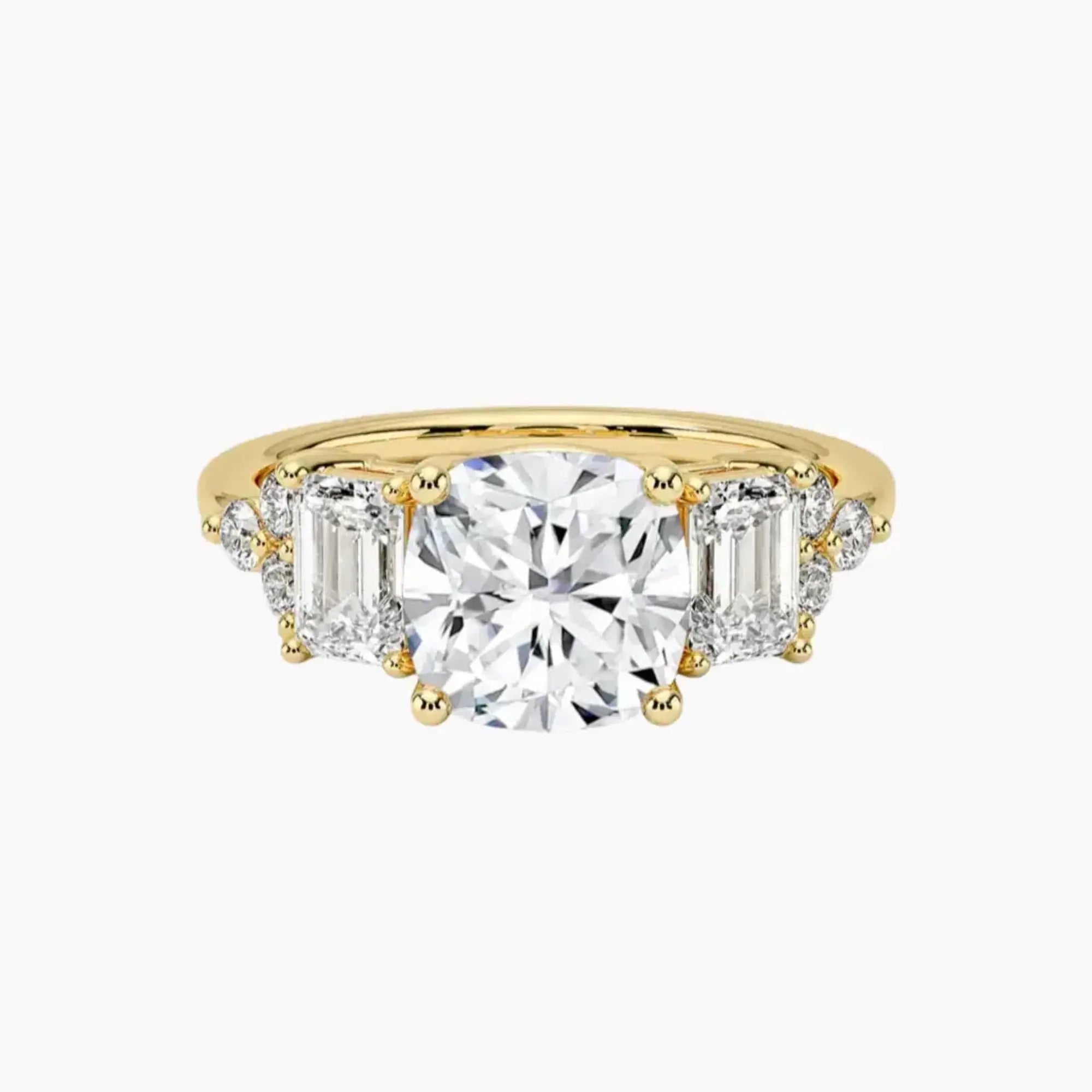 Kaiya Cushion Designer 3 Carat Lab Grown Diamond Engagement Ring in 14K White Gold