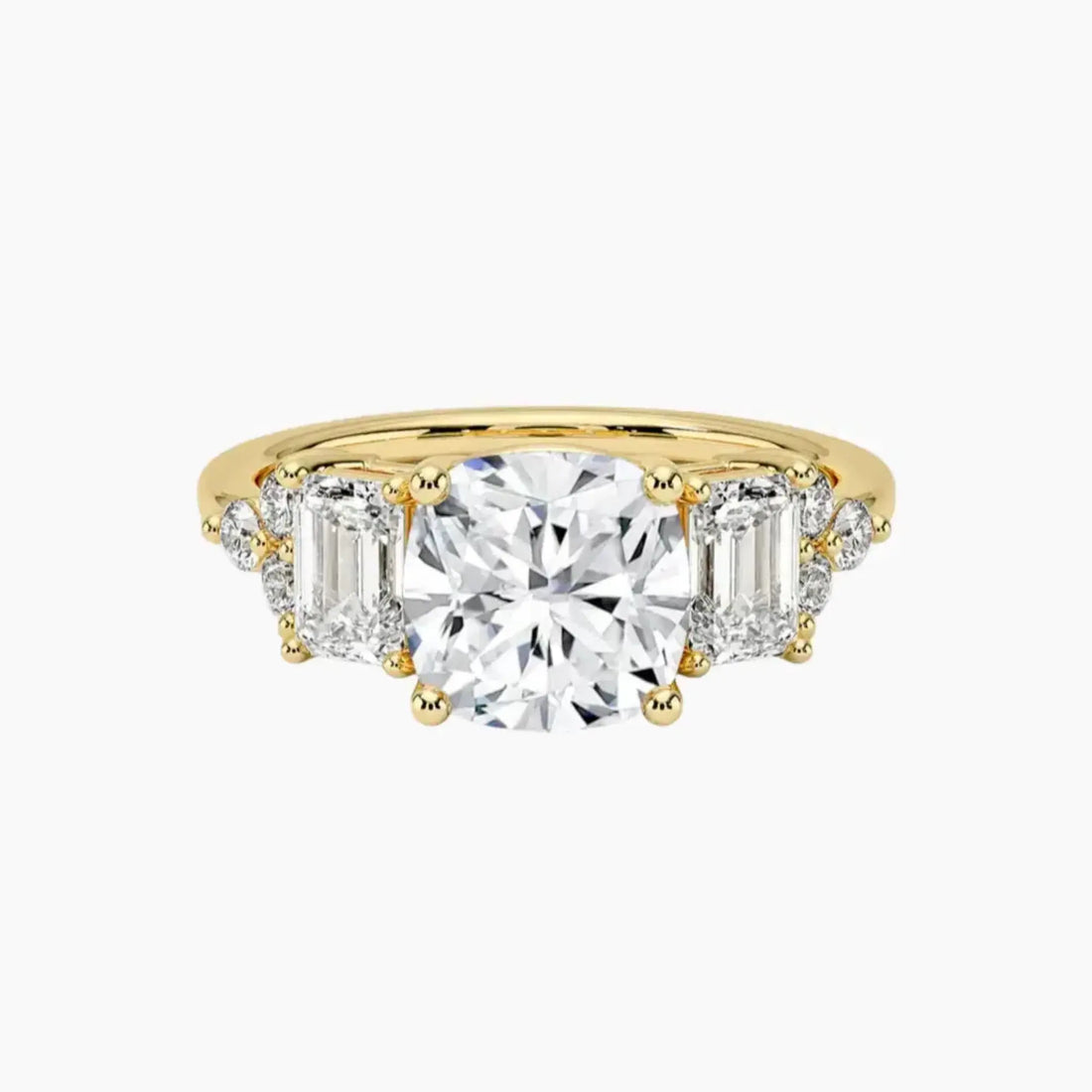 Kaiya Cushion Designer 3 Carat Lab Grown Diamond Engagement Ring in 18K White Gold
