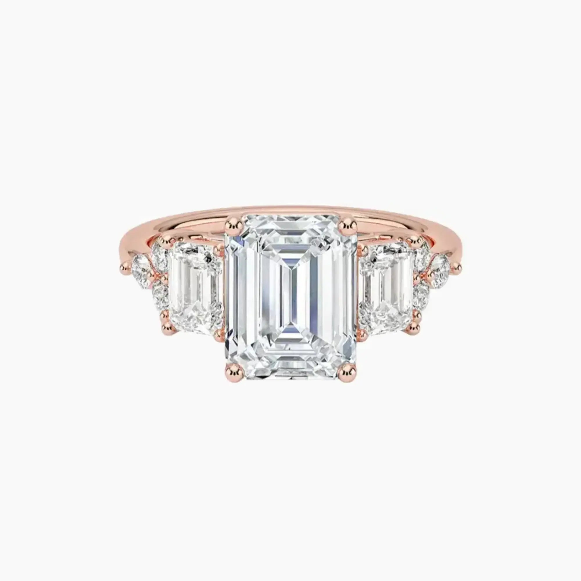 Kaiya Emerald Designer 2.5 Carat Lab Grown Diamond Engagement Ring in 18K White Gold