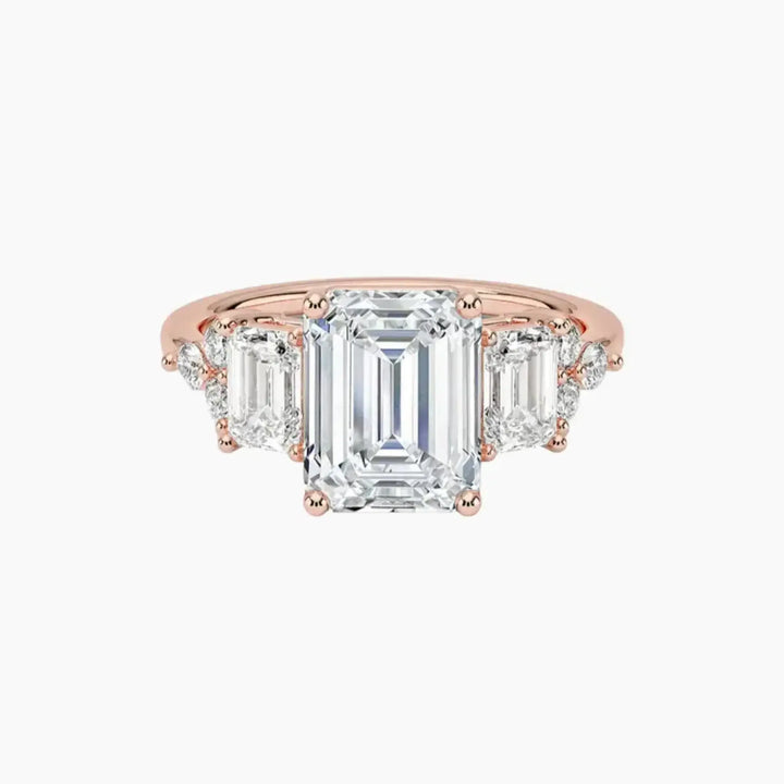 Kaiya Emerald Designer 2 Carat Lab Grown Diamond Engagement Ring in 14K Rose Gold