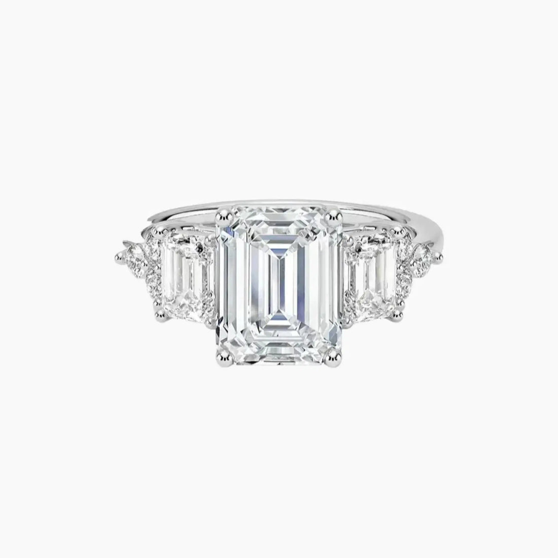 Kaiya Emerald Designer Diamond Ring Setting in 14K White Gold