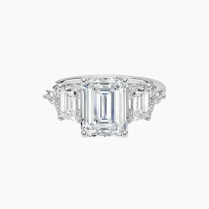Kaiya Emerald Designer 1.5 Carat Lab Grown Diamond Engagement Ring in 14K White Gold