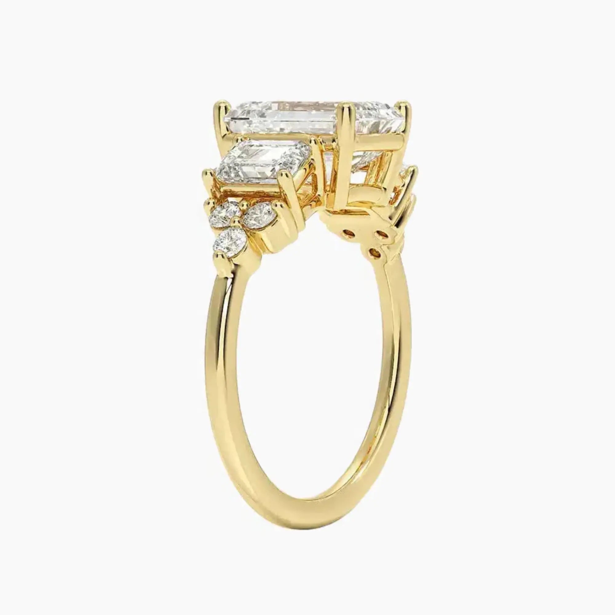 Kaiya Emerald Designer 3 Carat Lab Grown Diamond Engagement Ring in 14K White Gold