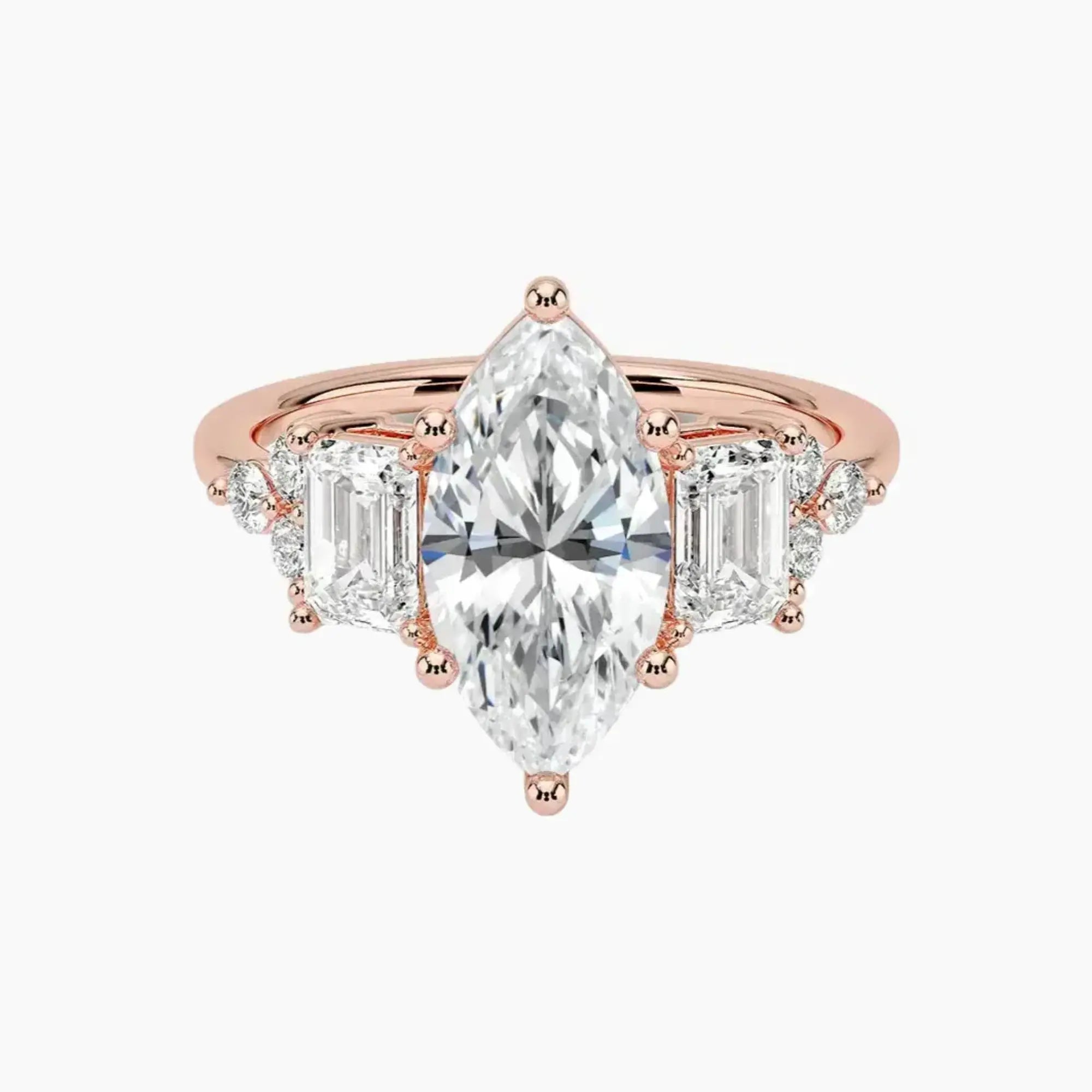 Kaiya Marquise Designer Diamond Ring Setting in 18K Yellow Gold