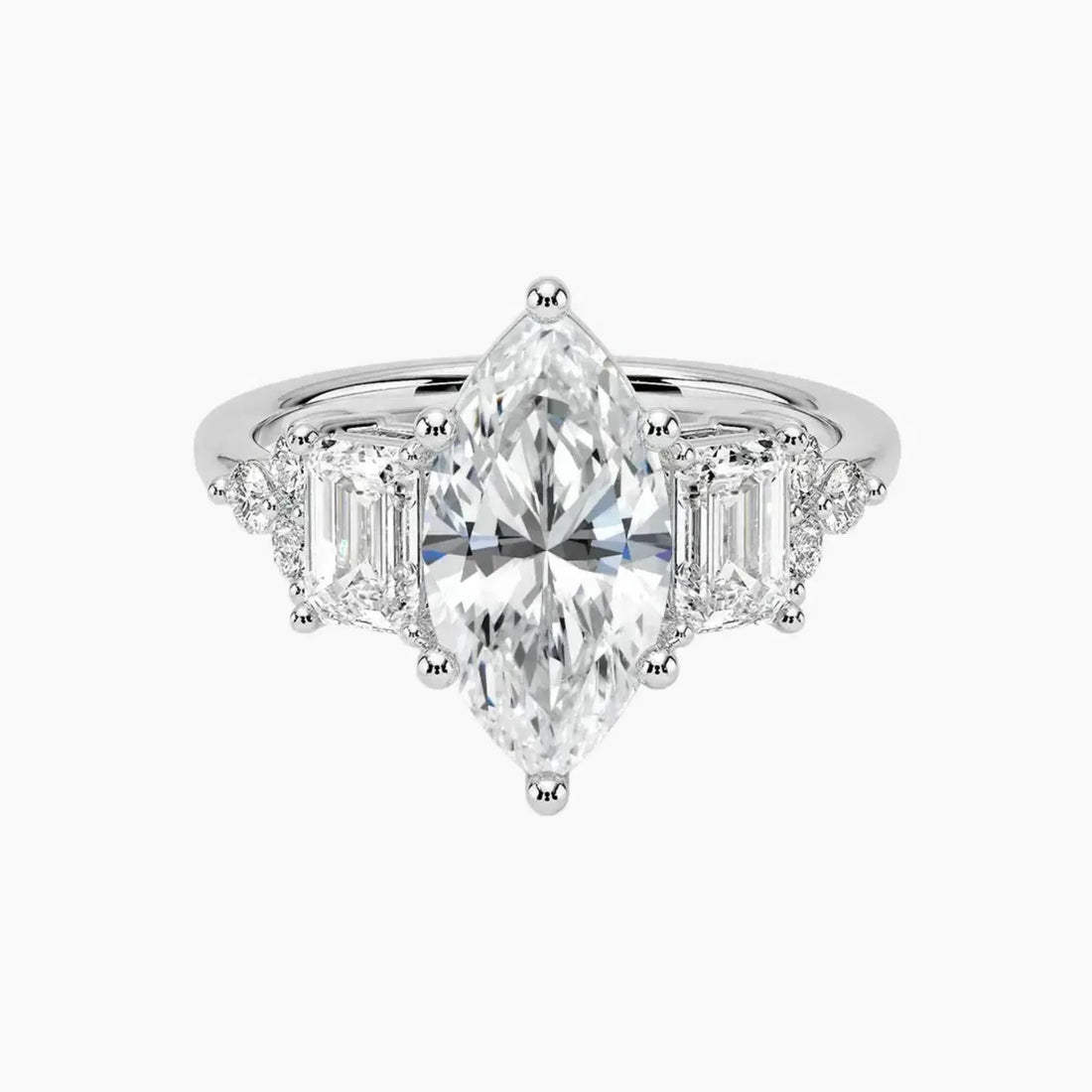 Kaiya Marquise Designer 2.5 Carat Lab Grown Diamond Engagement Ring in 14K Rose Gold