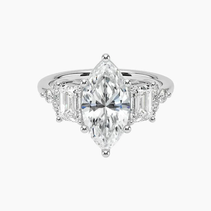 Kaiya Marquise Designer 2.5 Carat Lab Grown Diamond Engagement Ring in 18K White Gold