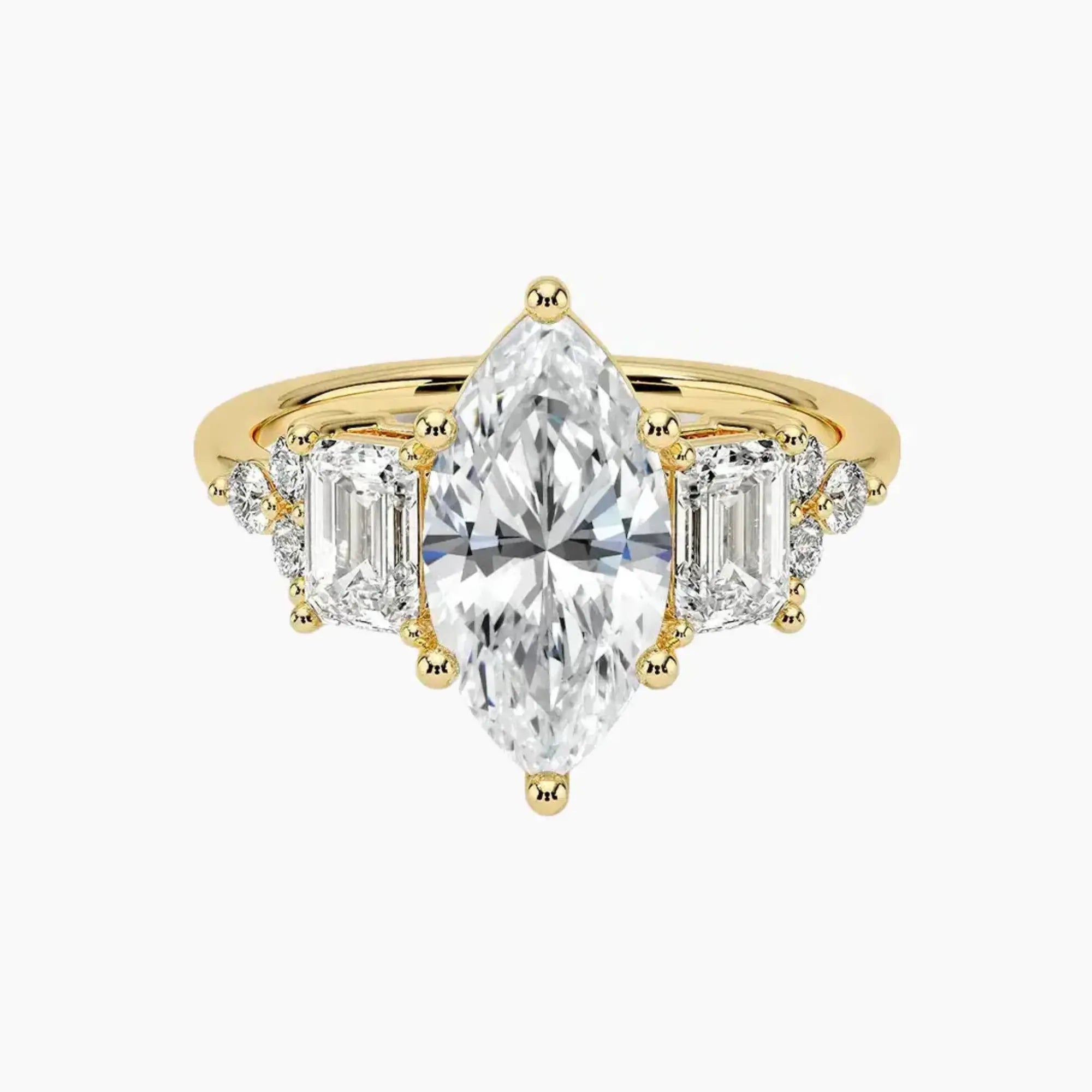 Kaiya Marquise Designer 1 Carat Lab Grown Diamond Engagement Ring in 18K Yellow Gold