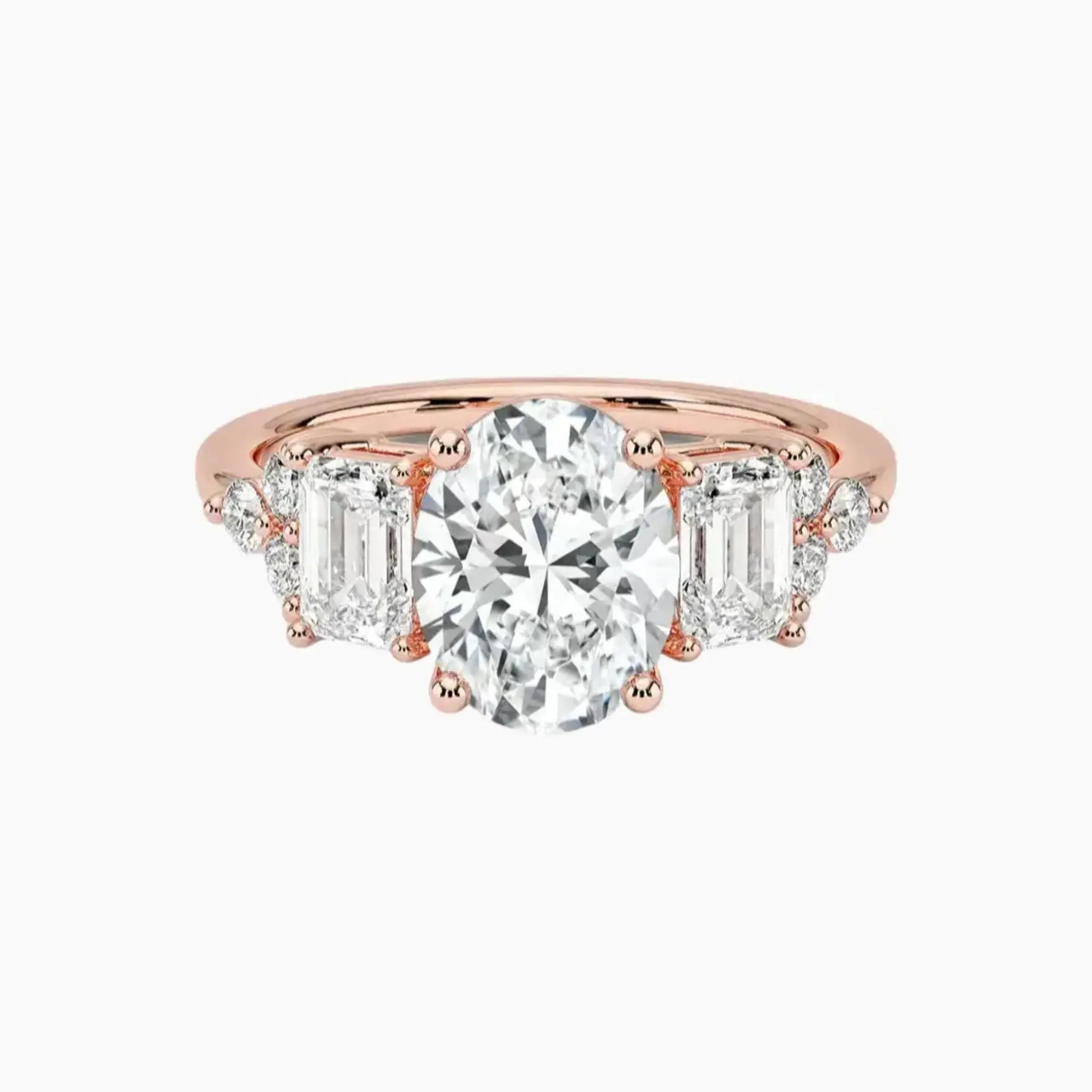 Kaiya Oval Designer 3 Carat Lab Grown Diamond Engagement Ring in 14K White Gold