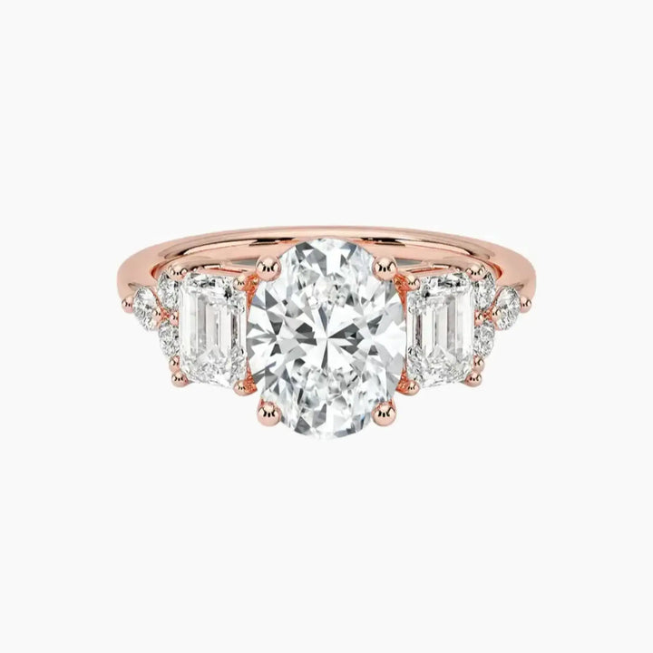 Kaiya Oval Designer 2.5 Carat Lab Grown Diamond Engagement Ring in 14K Rose Gold