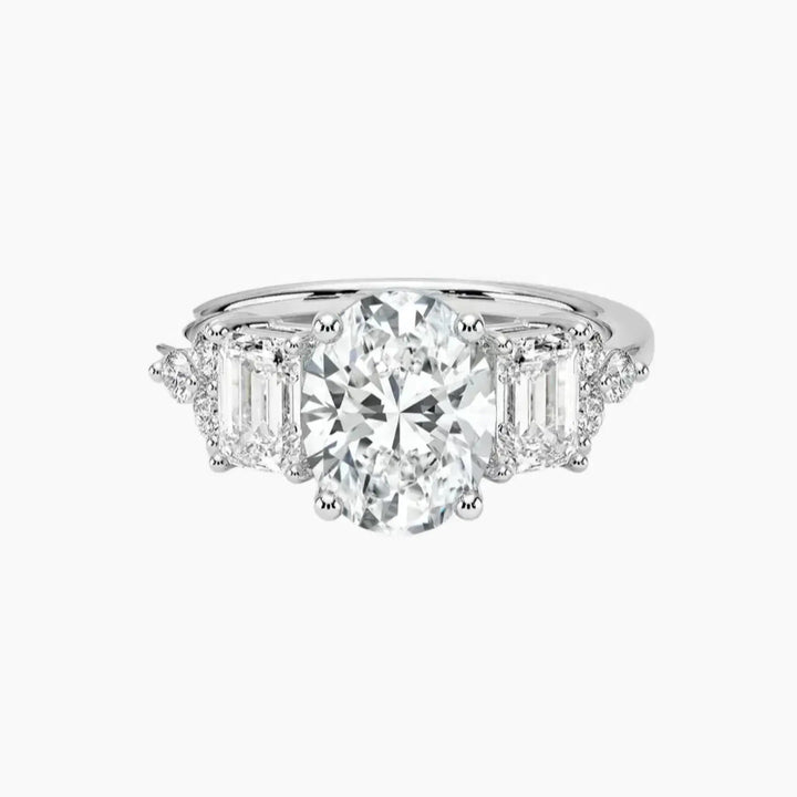 Kaiya Oval Designer 1 Carat Lab Grown Diamond Engagement Ring in 18K White Gold