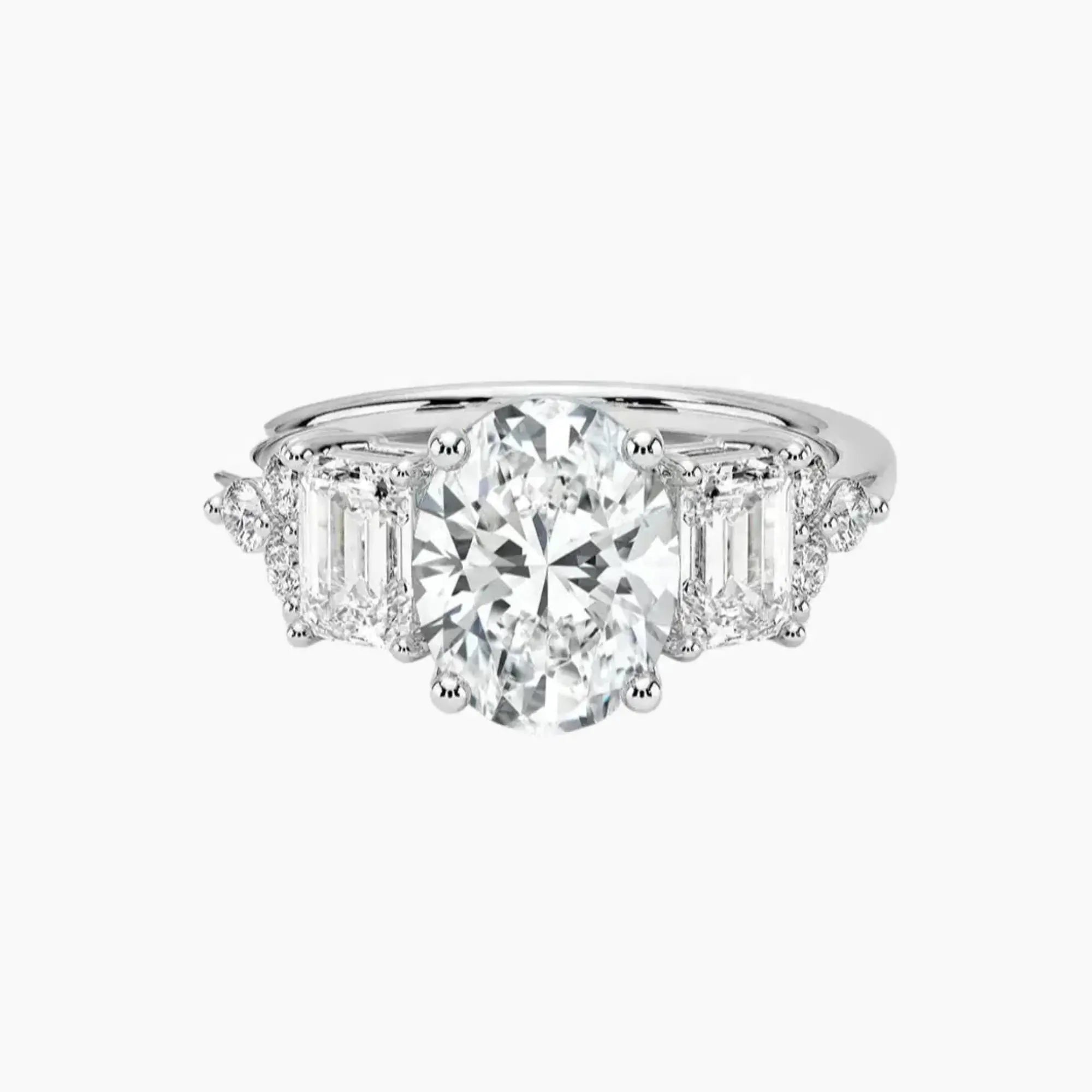 Kaiya Oval Designer 2 Carat Lab Grown Diamond Engagement Ring in 14K White Gold