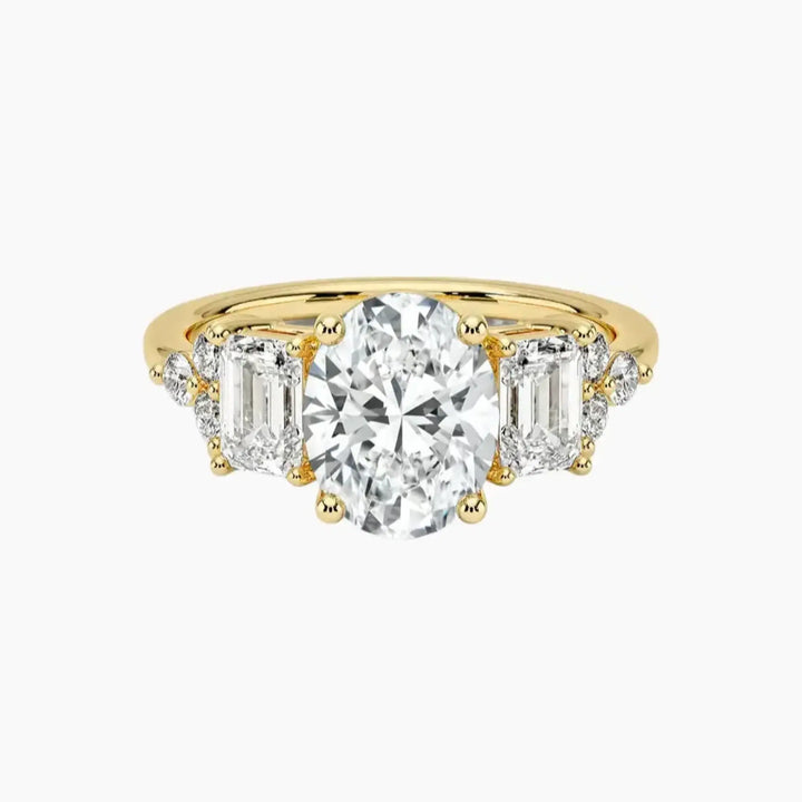 Kaiya Oval Designer 1.5 Carat Lab Grown Diamond Engagement Ring in 14K Yellow Gold