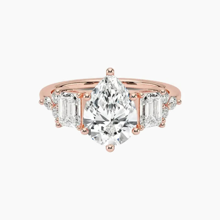 Kaiya Pear Designer 2 Carat Lab Grown Diamond Engagement Ring in 14K Rose Gold